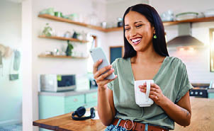woman looking at phone
